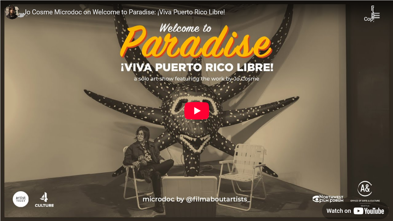 Jo Cosme, Welcome to Paradise: ¡Viva Puerto Rico Libre!, Mixed Media, Installation, 2022 - Ongoing
| Working Artist Org. Jo Cosme, Wave, Encaustic on panel, 24 x 24 x 1 inches, 2022